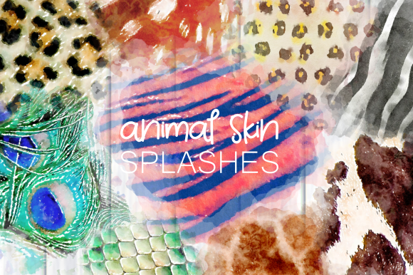 Animal Skin Watercolor Wash Splashes: A Unique Design Element for Scrapbooking and Collage Art