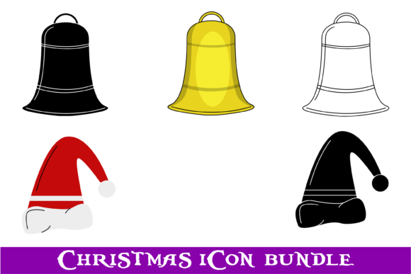Christmas Bell, Santa Hat Icon Bundle