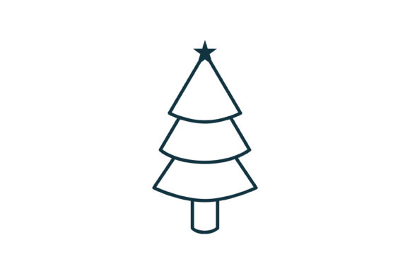 Christmas Icon Tree Line Art