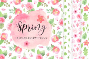 Discover the Beauty of Spring with This 12-Piece Watercolor Floral Seamless Pattern Collection
