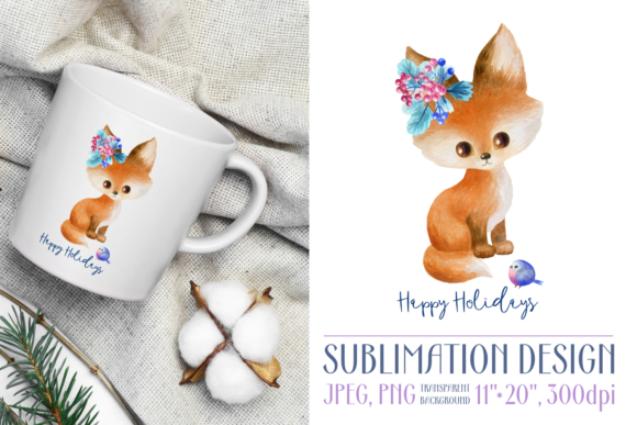 Happy Holidays Design with Red Fox