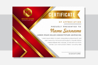 Red Gold Certificate Horizontal Design