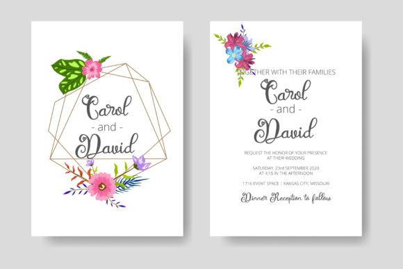 Wedding Invitation Card with Floral Deco
